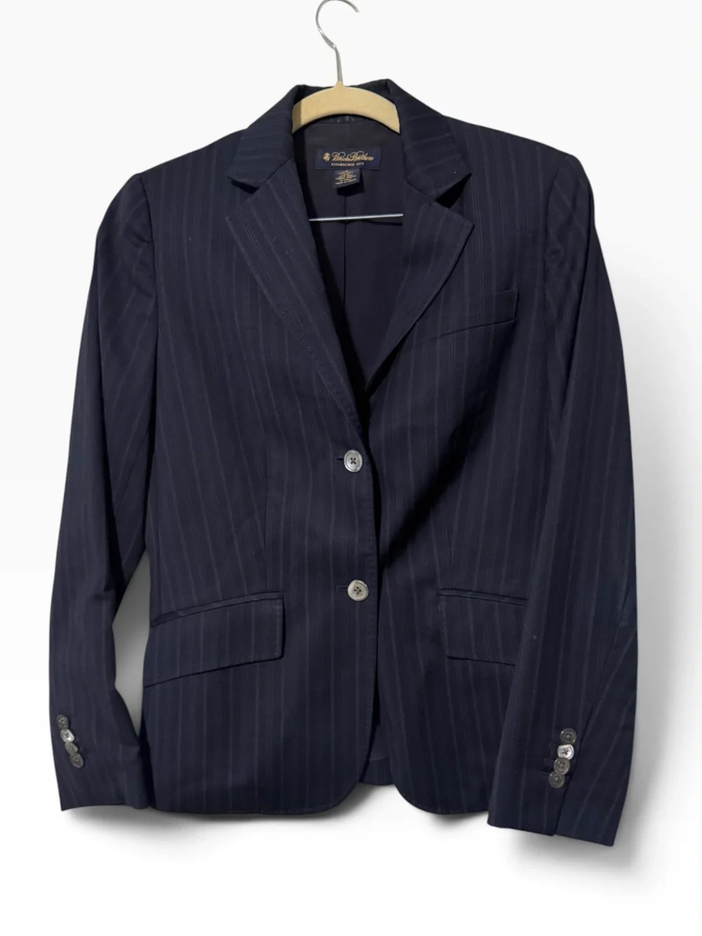 Brooks Brothers Women’s Navy Pinstripe Wool Pantsuit Blazer & Trousers Size 4